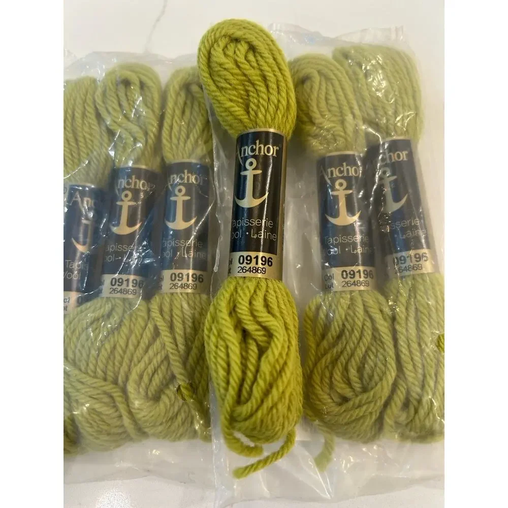 Vtg Anchor Tapisserie 100% Wool Yarn Green 6 Skeins 10M #09196 Embroidery Thread